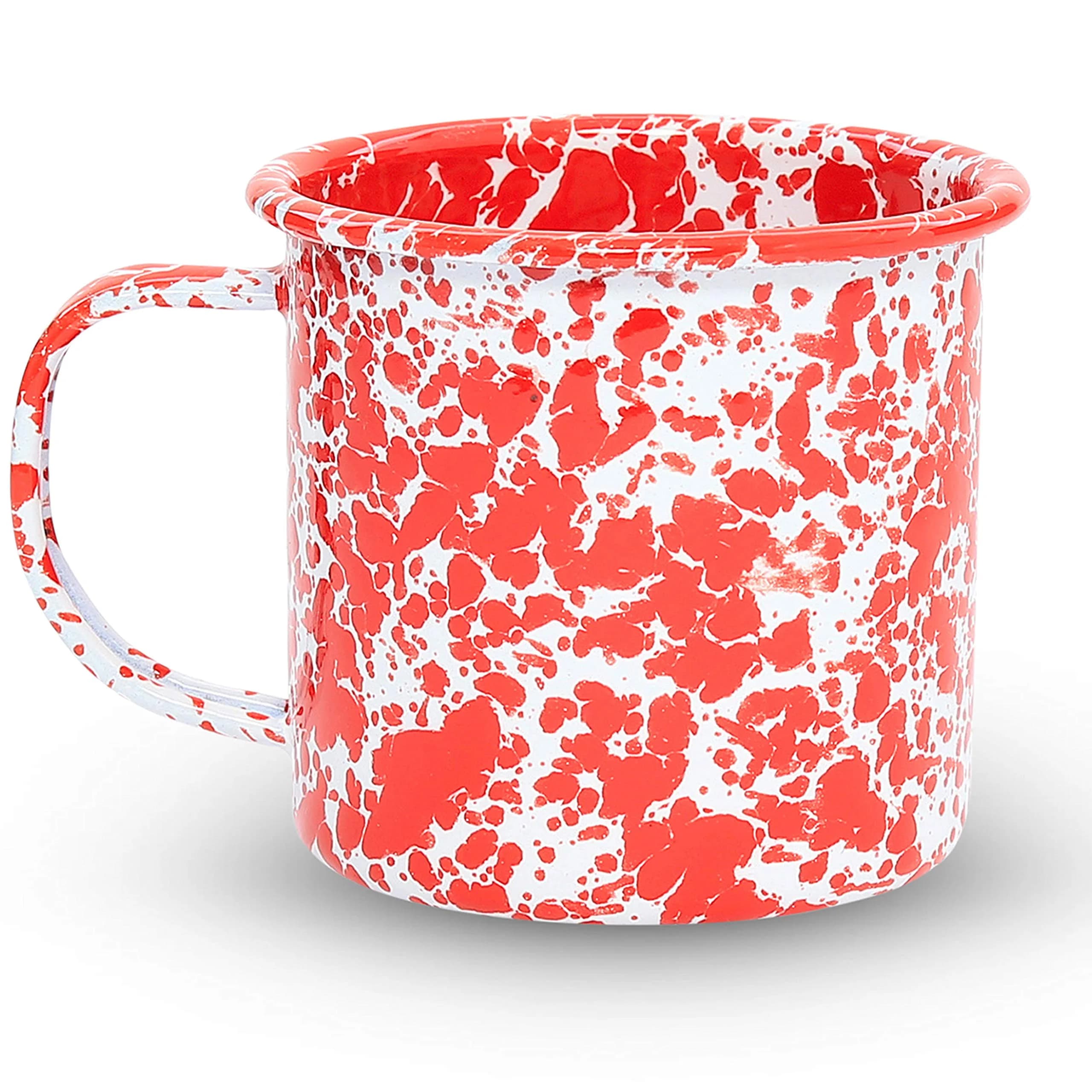 Crow Canyon Home Enamelware Mug, 12 oz | Durable, Lightweight & Food Safe — Red/White Splatter