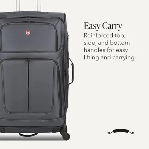 SwissGear Sion Softside Expandable Spinner Luggage Large Checked Grey | Durable Lightweight Travel Suitcase thumbnail 5