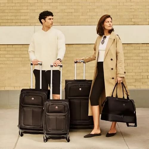 SwissGear Sion Softside Expandable Spinner Luggage Large Checked Grey | Durable Lightweight Travel Suitcase thumbnail 8