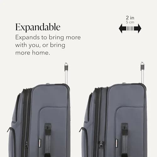 SwissGear Sion Softside Expandable Spinner Luggage Large Checked Grey | Durable Lightweight Travel Suitcase thumbnail 4