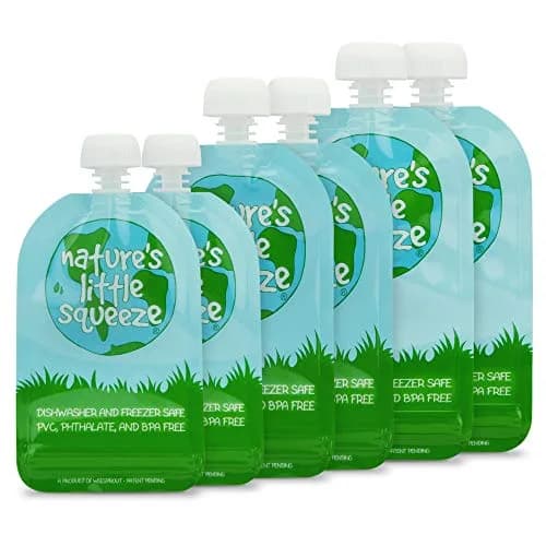 WeeSprout Double Zipper Reusable Food Pouches 7oz (Pack of 6, Variety) | Leakproof & Easy-Clean for Baby Food thumbnail 1