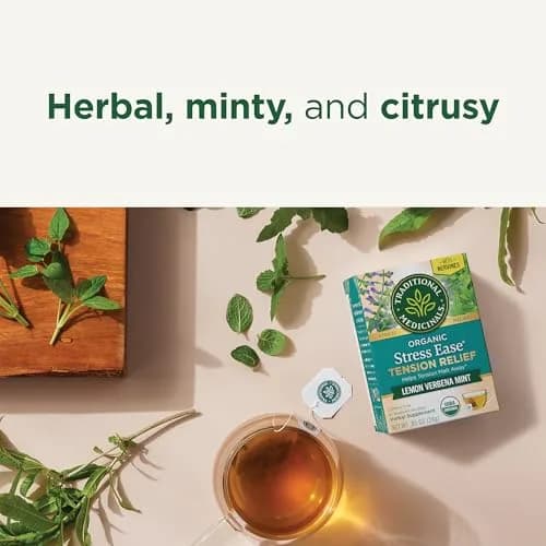 Traditional Medicinals Organic Stress Ease Tension Relief Lemon Verbena Mint Tea 16 Tea Bags | Supports Stress Relief thumbnail 4