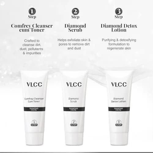 VLCC Diamond Facial Kit 60g (2.12 oz) | Single Use Home Facial Kit for Skin Polishing & Purification thumbnail 7