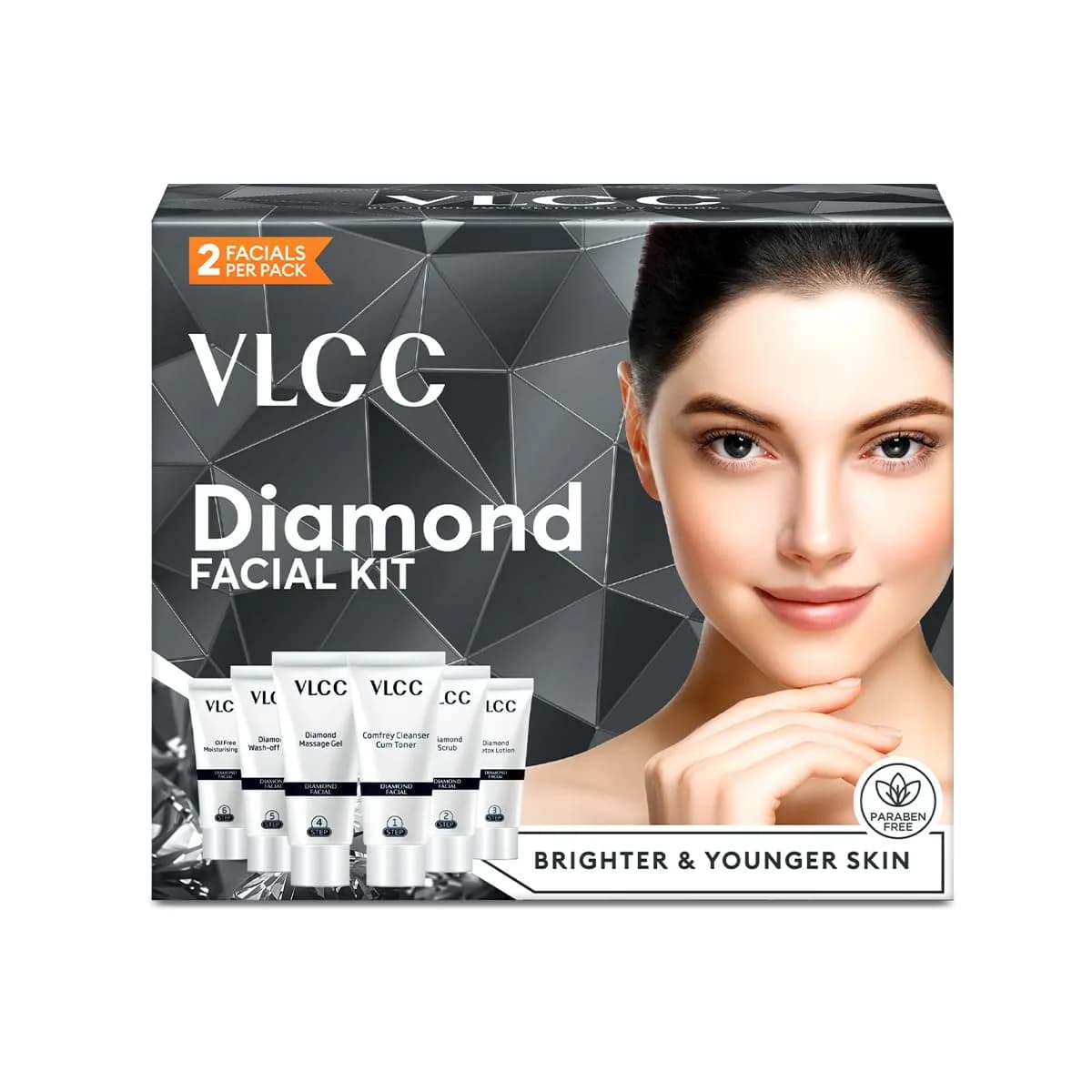 VLCC Diamond Facial Kit 60g (2.12 oz) | Single Use Home Facial Kit for Skin Polishing & Purification — Mask