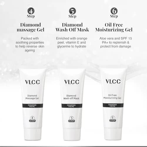 VLCC Diamond Facial Kit 60g (2.12 oz) | Single Use Home Facial Kit for Skin Polishing & Purification thumbnail 8