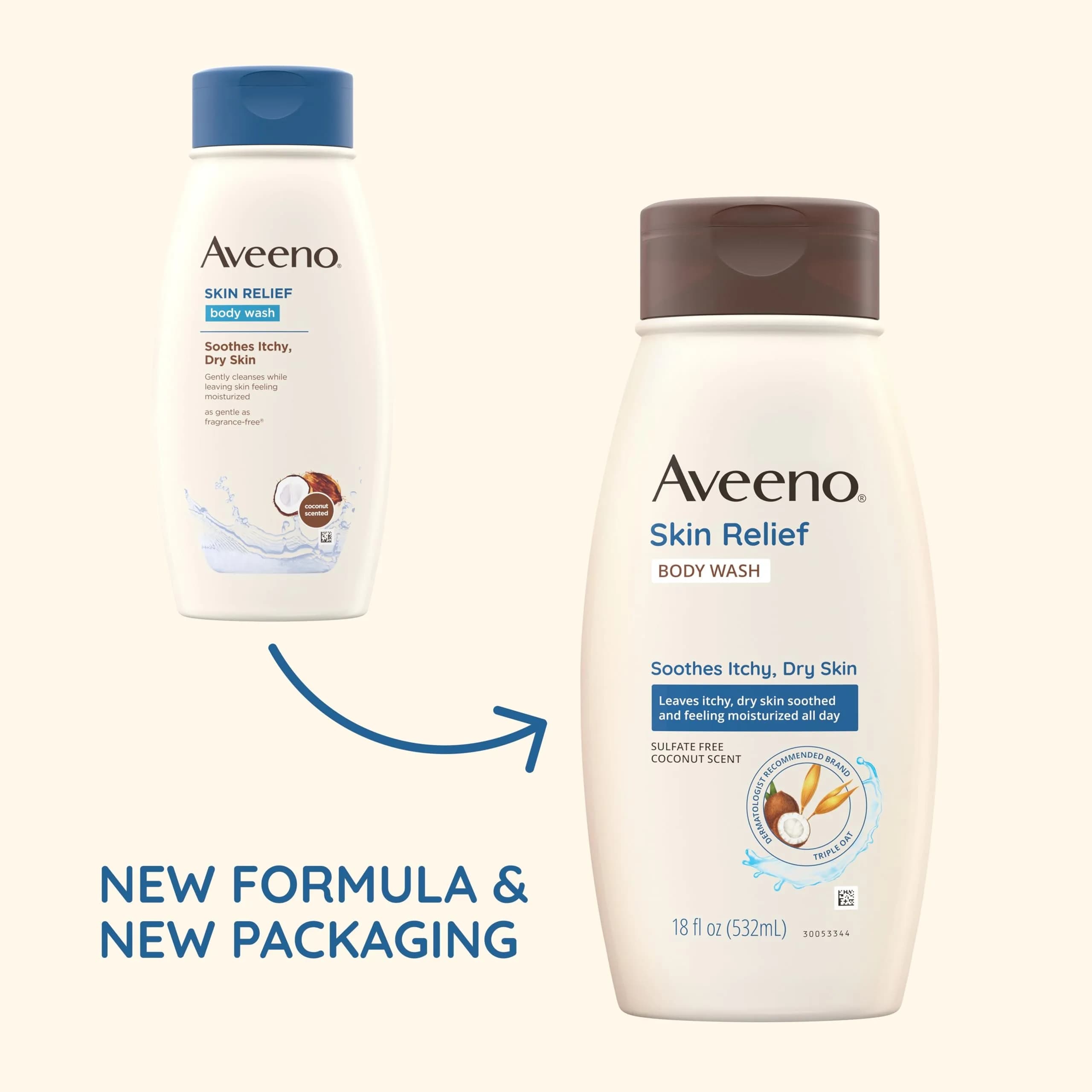 Aveeno Skin Relief Body Wash with Coconut Scent & Soothing Oat 355ml (12 fl. oz) | Gentle Cleanser for Itchy, Dry, Sensitive Skin - view 2