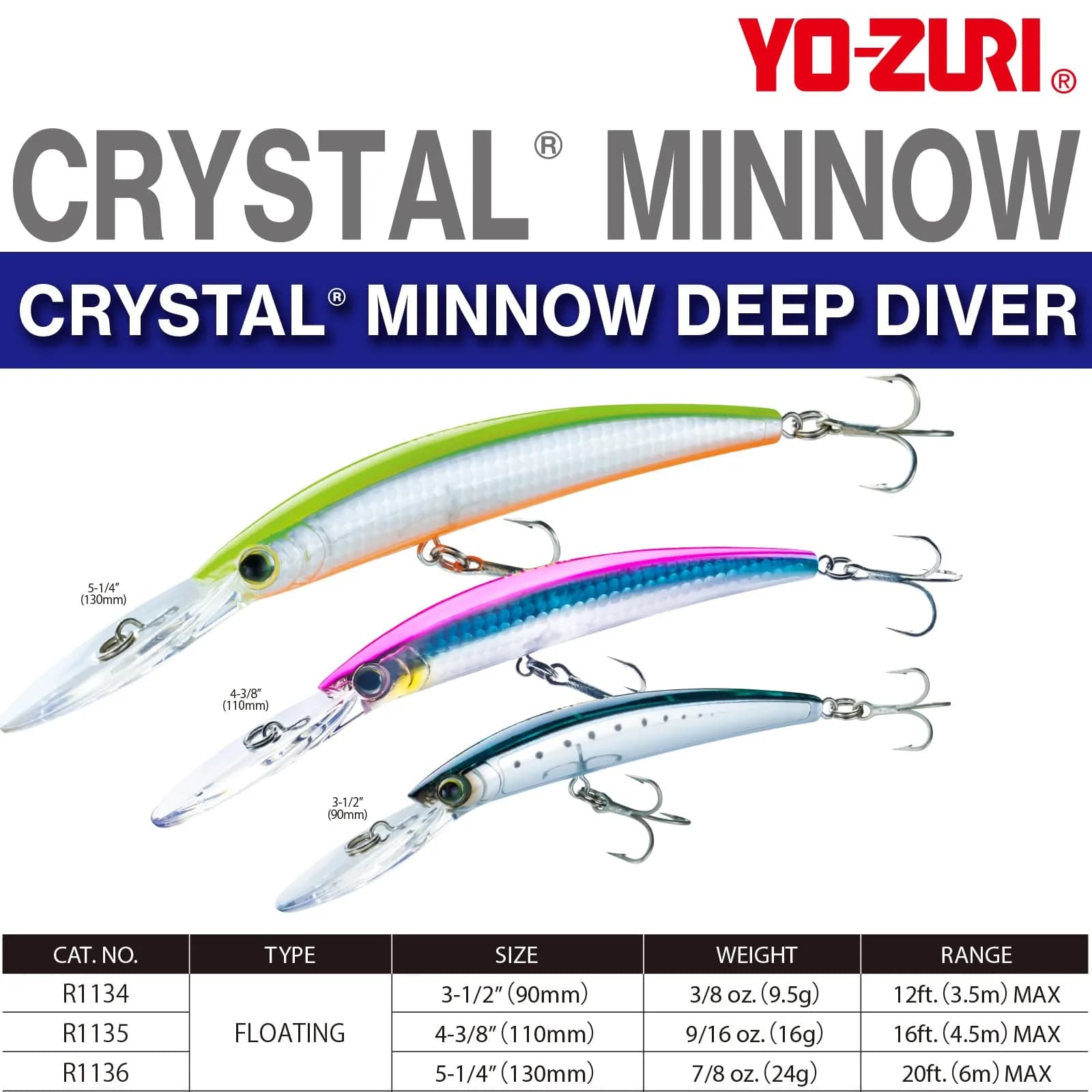 Duel Crystal Minnow Deep Diver 130mm (5.25in) Silver Black | Trolling Lure for Bass & Game Fish - view 2