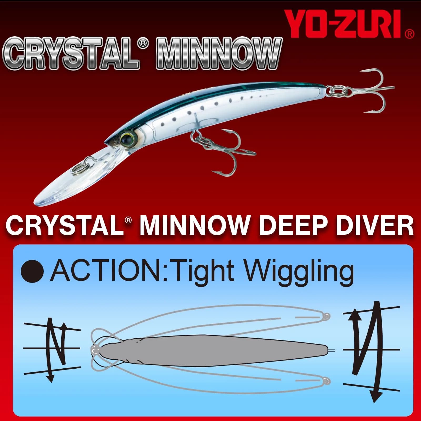 Duel Crystal Minnow Deep Diver 130mm (5.25in) Silver Black | Trolling Lure for Bass & Game Fish - view 3
