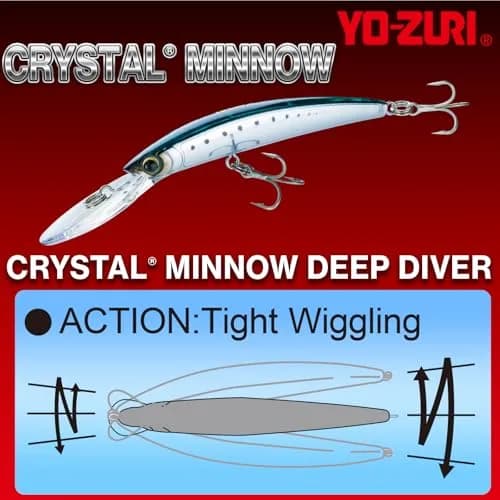 Duel Crystal Minnow Deep Diver 130mm (5.25in) Silver Black | Trolling Lure for Bass & Game Fish thumbnail 3