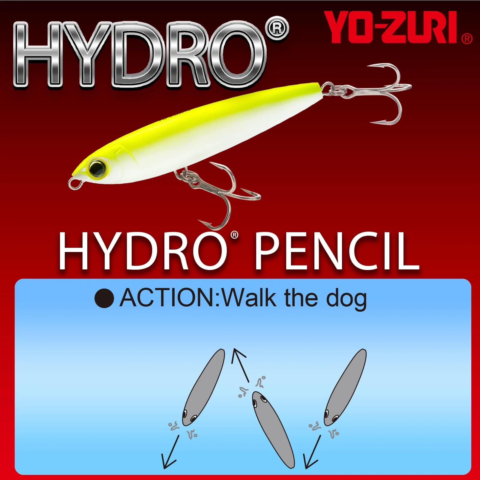 Duel Hydro Pencil Floating Lure 125mm (5") Black/Silver | Walk-the-Dog Topwater Lure - view 3