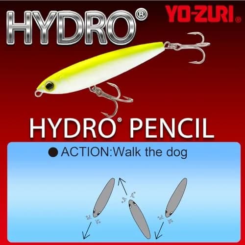 Duel Hydro Pencil Floating Lure 125mm (5") Black/Silver | Walk-the-Dog Topwater Lure thumbnail 3