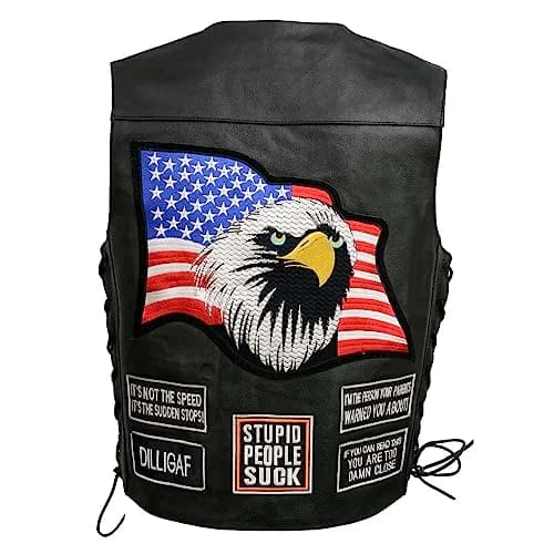 EVENT LEATHER ELM3925 Black Motorcycle Leather Vest for Men | Durable, Stylish & Protective (70-120 chars) thumbnail 1
