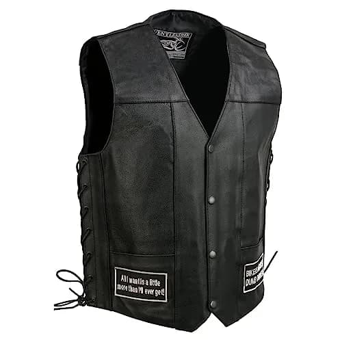 EVENT LEATHER ELM3925 Black Motorcycle Leather Vest for Men | Durable, Stylish & Protective (70-120 chars) thumbnail 5