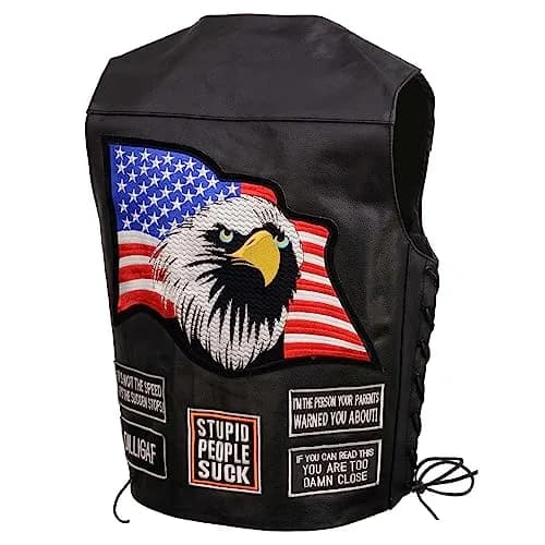 EVENT LEATHER ELM3925 Black Motorcycle Leather Vest for Men | Durable, Stylish & Protective (70-120 chars) thumbnail 6