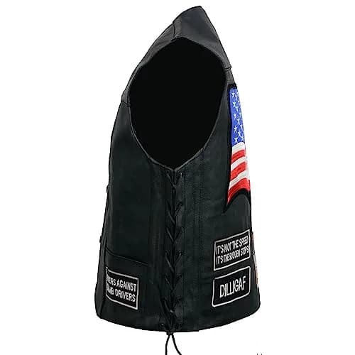 EVENT LEATHER ELM3925 Black Motorcycle Leather Vest for Men | Durable, Stylish & Protective (70-120 chars) thumbnail 9