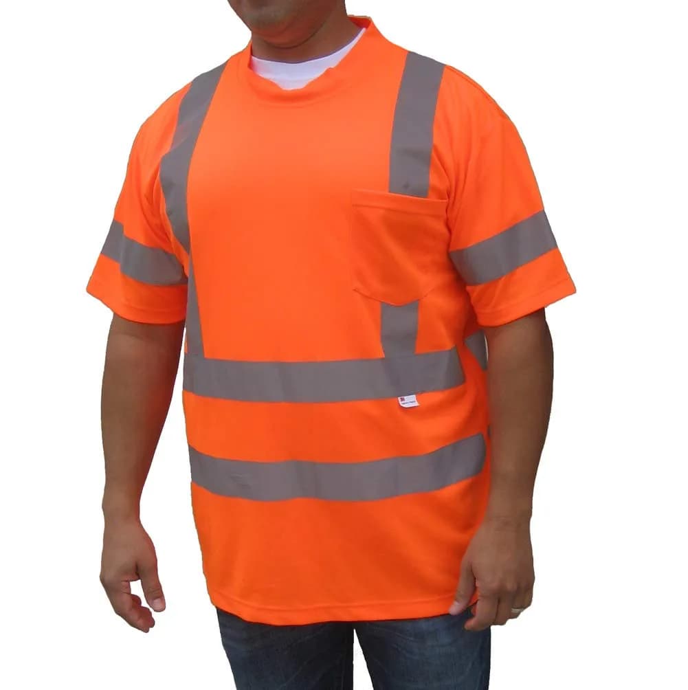 3C Products ANSI Class 3 Pocket Safety T-shirt 3m Reflective Large | High-Visibility Workwear