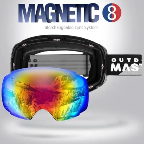 OutdoorMaster Ski Goggles PRO OTG Snow Goggles with Interchangeable Lens 19.6cm (7.7in) | Frameless Wide View thumbnail 2