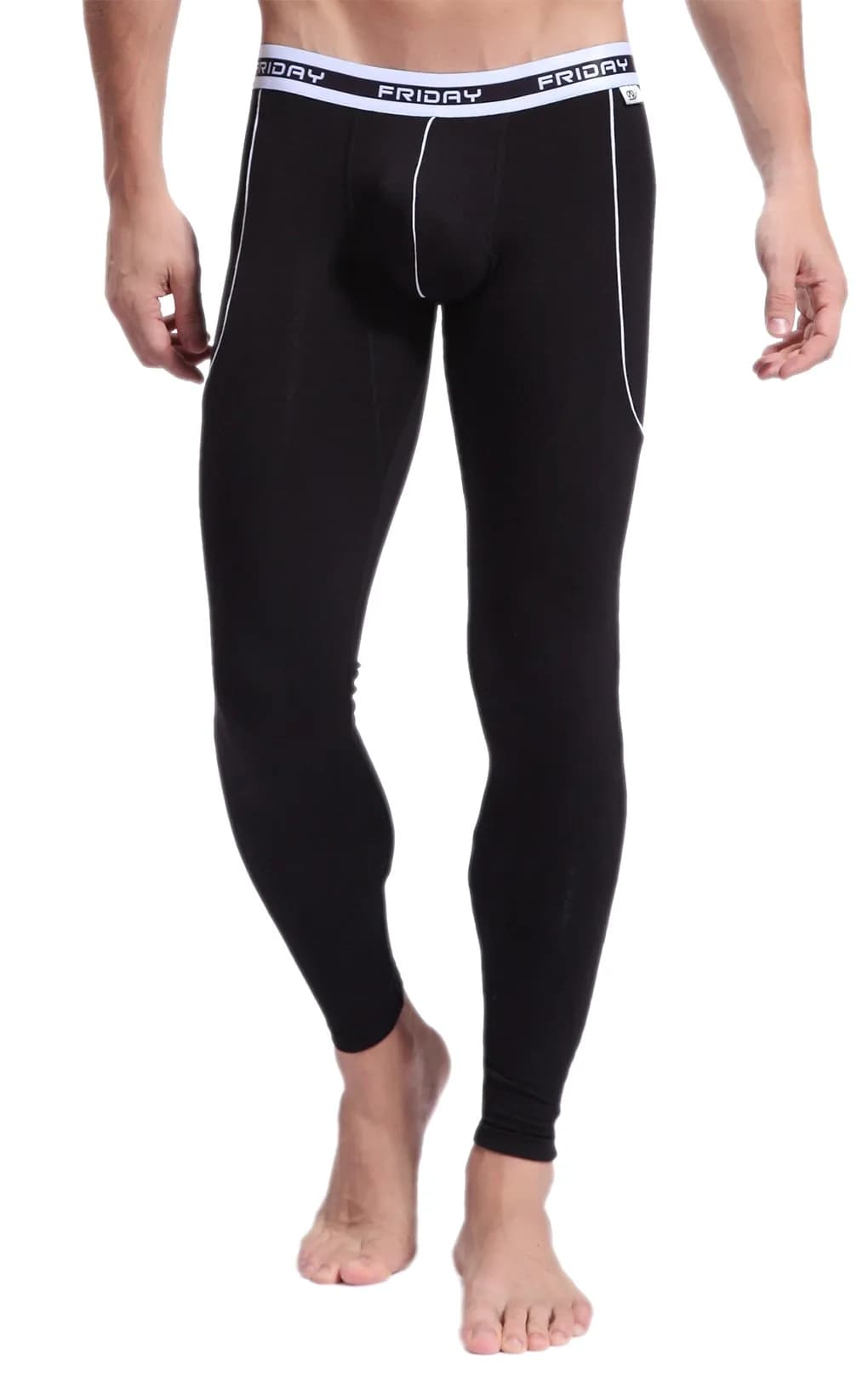 A ARCITON Men's Low Rise Leggings Long Johns Thermal Pant 30-32 in Waist | Body Contouring & Comfort (115 characters) — 3004cku Black