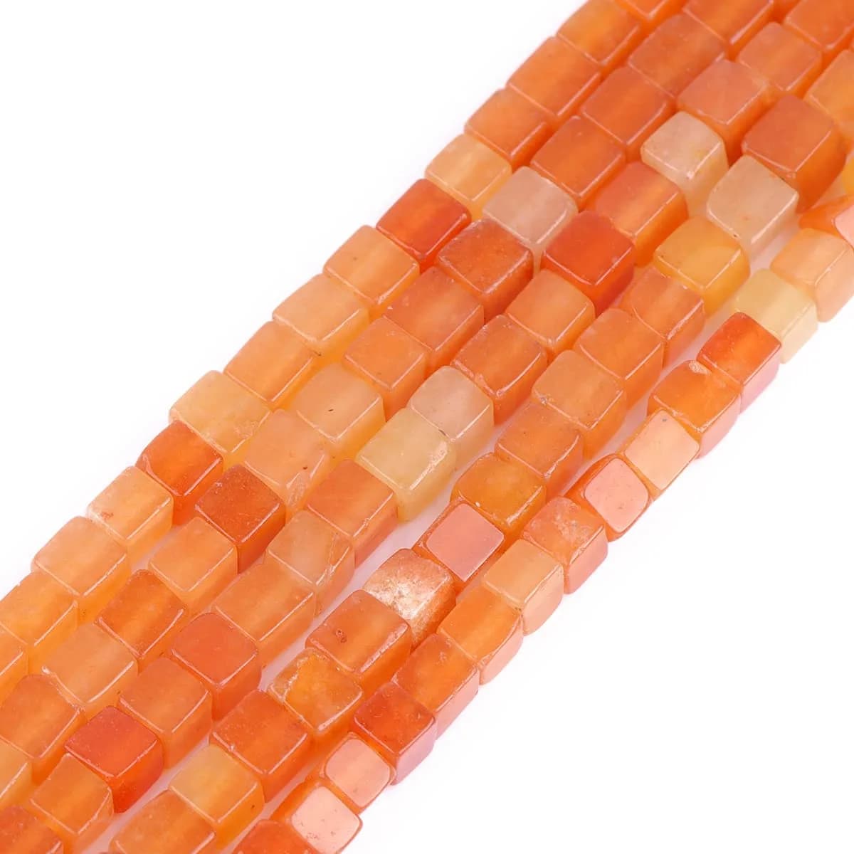 GEM-INSIDE CREATE YOUR OWN FASHION Natural 4mm Square Cube Stone Beads | Red Aventurine Jewelry Gemstone for Handmade Crafts — Red Aventurine