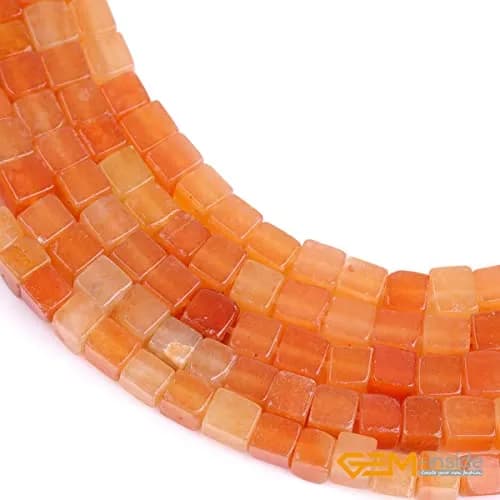 GEM-INSIDE CREATE YOUR OWN FASHION Natural 4mm Square Cube Stone Beads | Red Aventurine Jewelry Gemstone for Handmade Crafts thumbnail 4