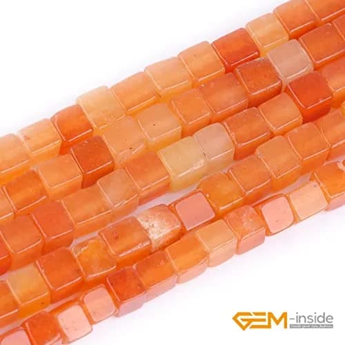 GEM-INSIDE CREATE YOUR OWN FASHION Natural 4mm Square Cube Stone Beads | Red Aventurine Jewelry Gemstone for Handmade Crafts thumbnail 5