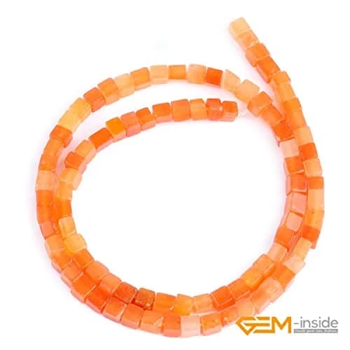 GEM-INSIDE CREATE YOUR OWN FASHION Natural 4mm Square Cube Stone Beads | Red Aventurine Jewelry Gemstone for Handmade Crafts thumbnail 2