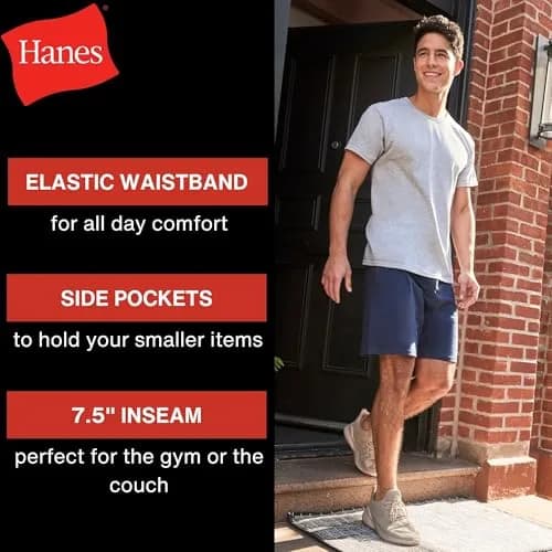 Hanes Men's Jersey Cotton Shorts with Pocket | Comfortable, Versatile & Imported from USA (70-120 chars) thumbnail 8
