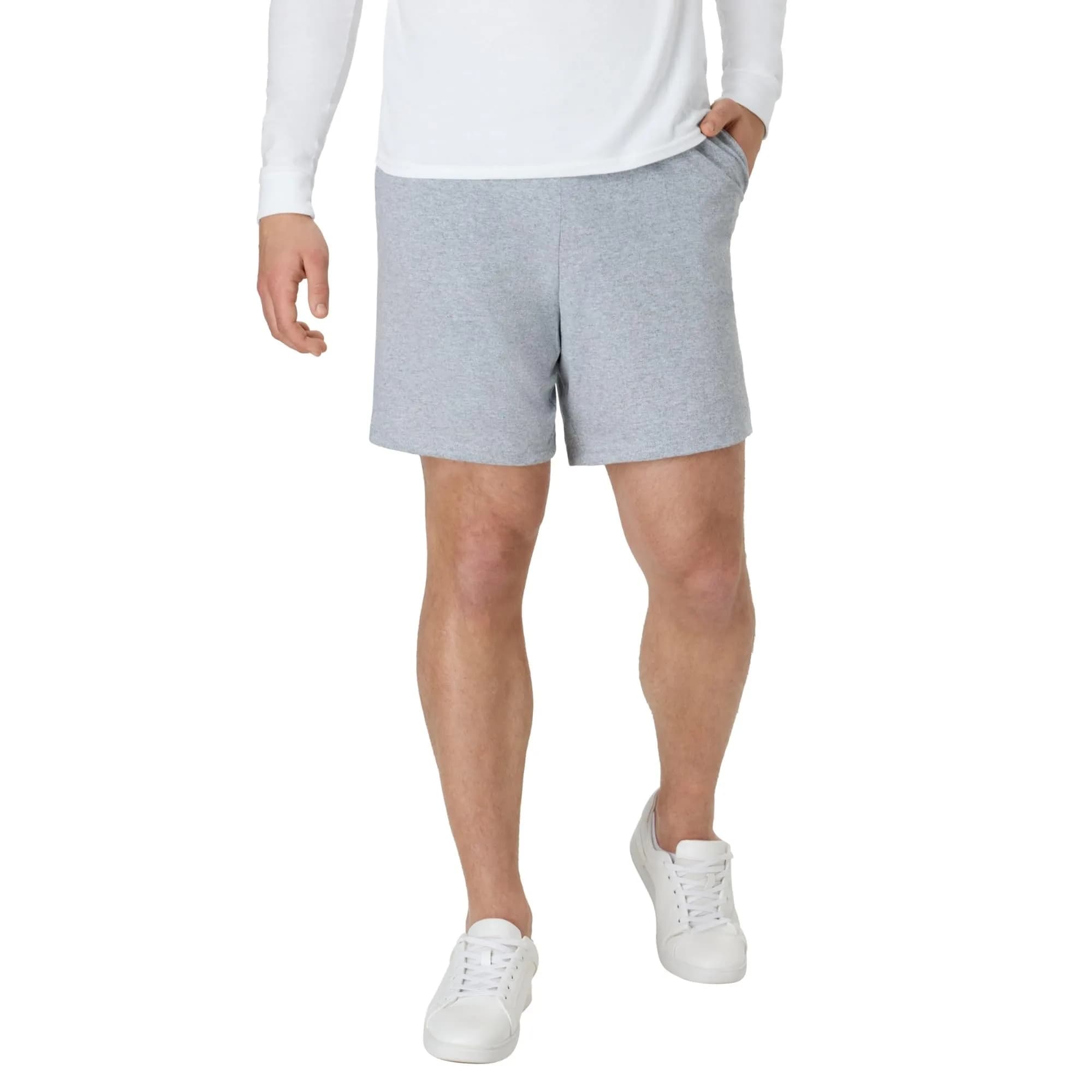 Hanes Men's Cotton Jersey Workout Shorts with Pockets, Light Steel, Medium | 18.5cm (7.5") Inseam — Light Steel