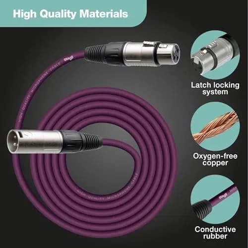 Stagg SMC3 CPP 3m XLR to XLR Microphone Cable - Purple | Balanced Audio Cable for Microphones thumbnail 3