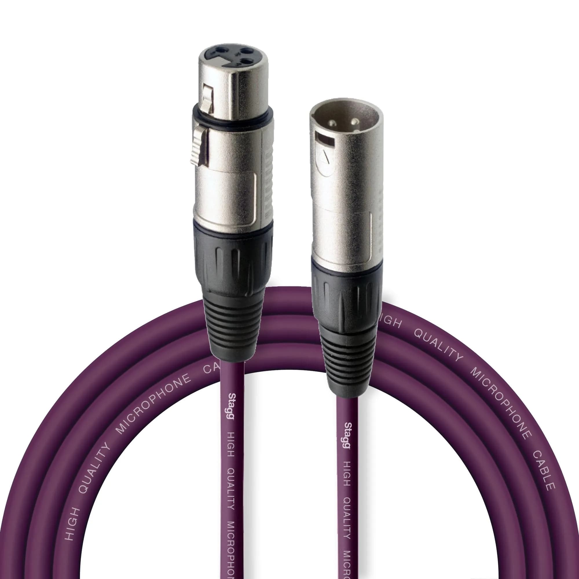 Stagg SMC10 CBL 10m XLR to XLR Microphone Cable - Blue | Balanced Audio for Stage & Studio — Purple / 3m