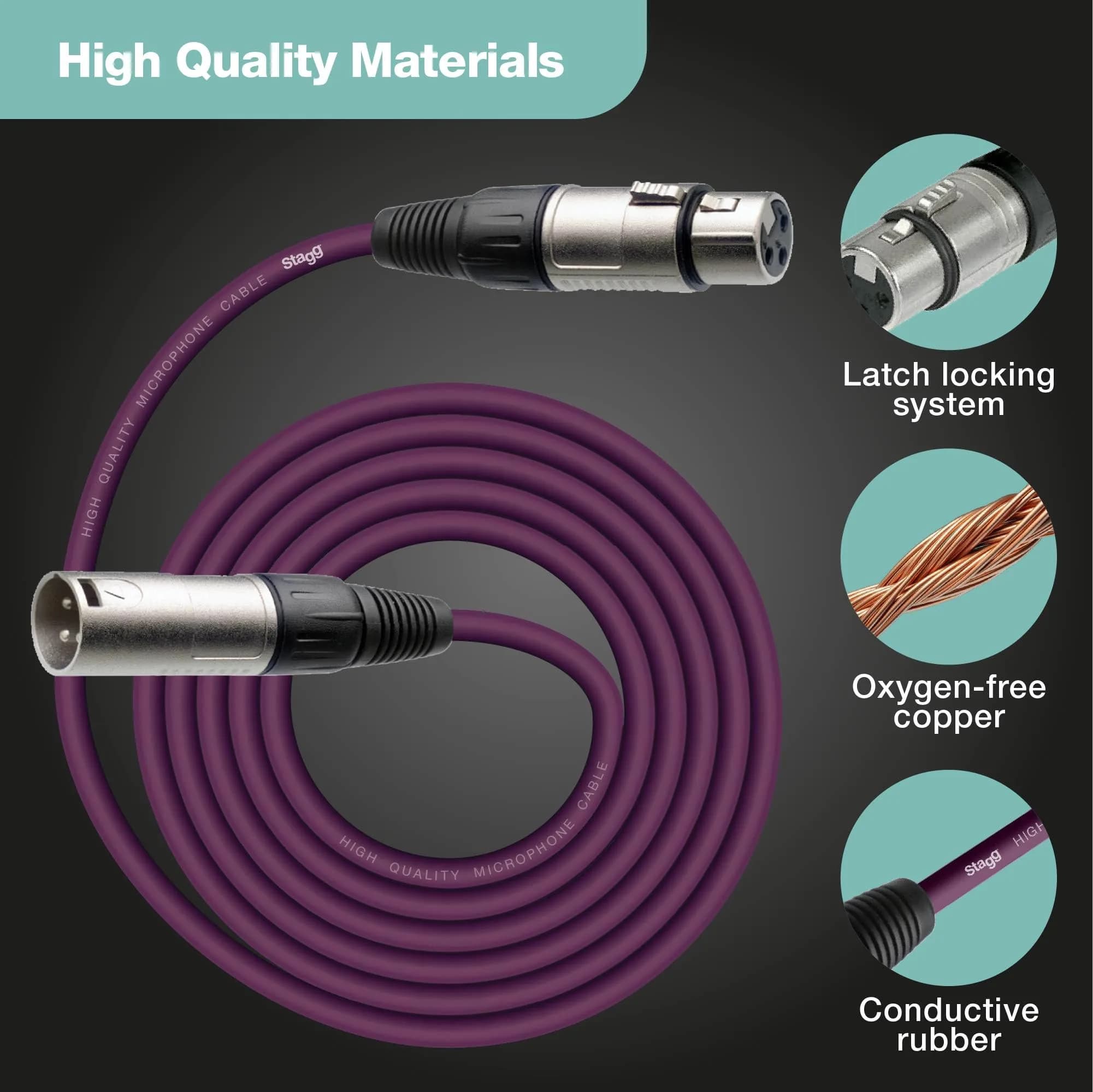 Stagg SMC10 CBL Purple 10m XLR to XLR Balanced Microphone Cable for Stage & Studio - view 3
