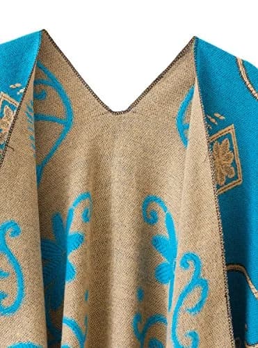 Urban CoCo Women's Retro Style Vintage Pattern Tassel Poncho Cape | Elegant & Comfortable thumbnail 4