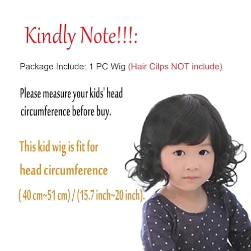 OMORFIEER Kids Black Curly Wig 40-51cm | Adjustable, Heat Friendly, Cosplay Wig thumbnail 3