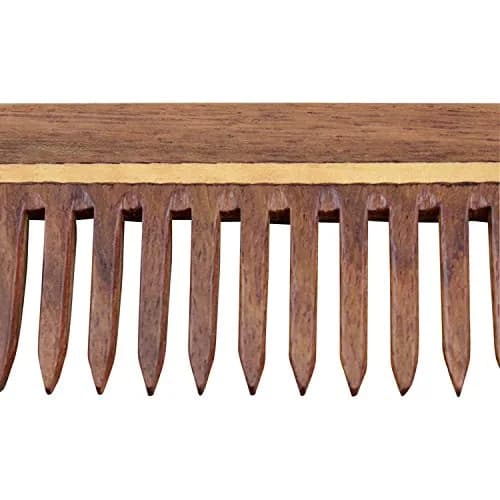 RoyaltyRoute Handmade Natural Sheesham Wood Comb Hair Care - Wide Tooth Rosewood Comb 18.3cm (7.2in) | Detangles Hair Naturally thumbnail 2