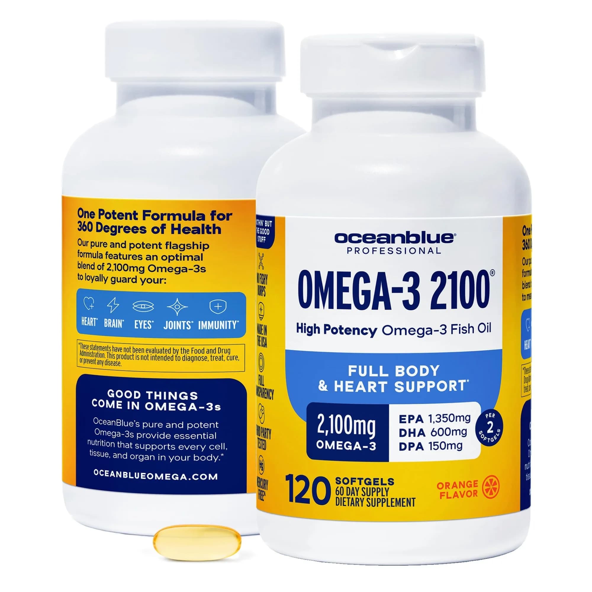Oceanblue Professional Omega-3 2100 - 120 Softgels Pack of 2 | 85% Pure EPA DHA DPA Support