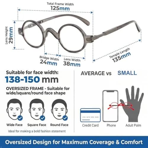 Eyekepper Round Reading Glasses 0.50 Diopter (38mm Lens Width) | Clear Vision for Presbyopia thumbnail 6