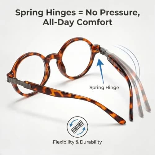 Eyekepper 1.75 Diopter Round Reading Glasses for Men & Women, Tortoise Frame | Spring Hinges, Scratch-Resistant Lenses thumbnail 6