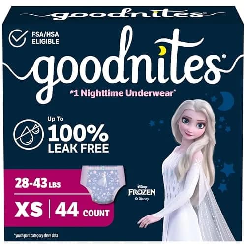 GoodNites Girls' Nighttime Bedwetting Underwear, Extra Small (28-43 lbs) · 44 Ct (2 Packs of 22) thumbnail 1