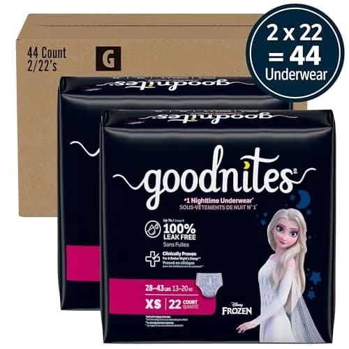 GoodNites Girls' Nighttime Bedwetting Underwear, Extra Small (28-43 lbs) · 44 Ct (2 Packs of 22) thumbnail 2
