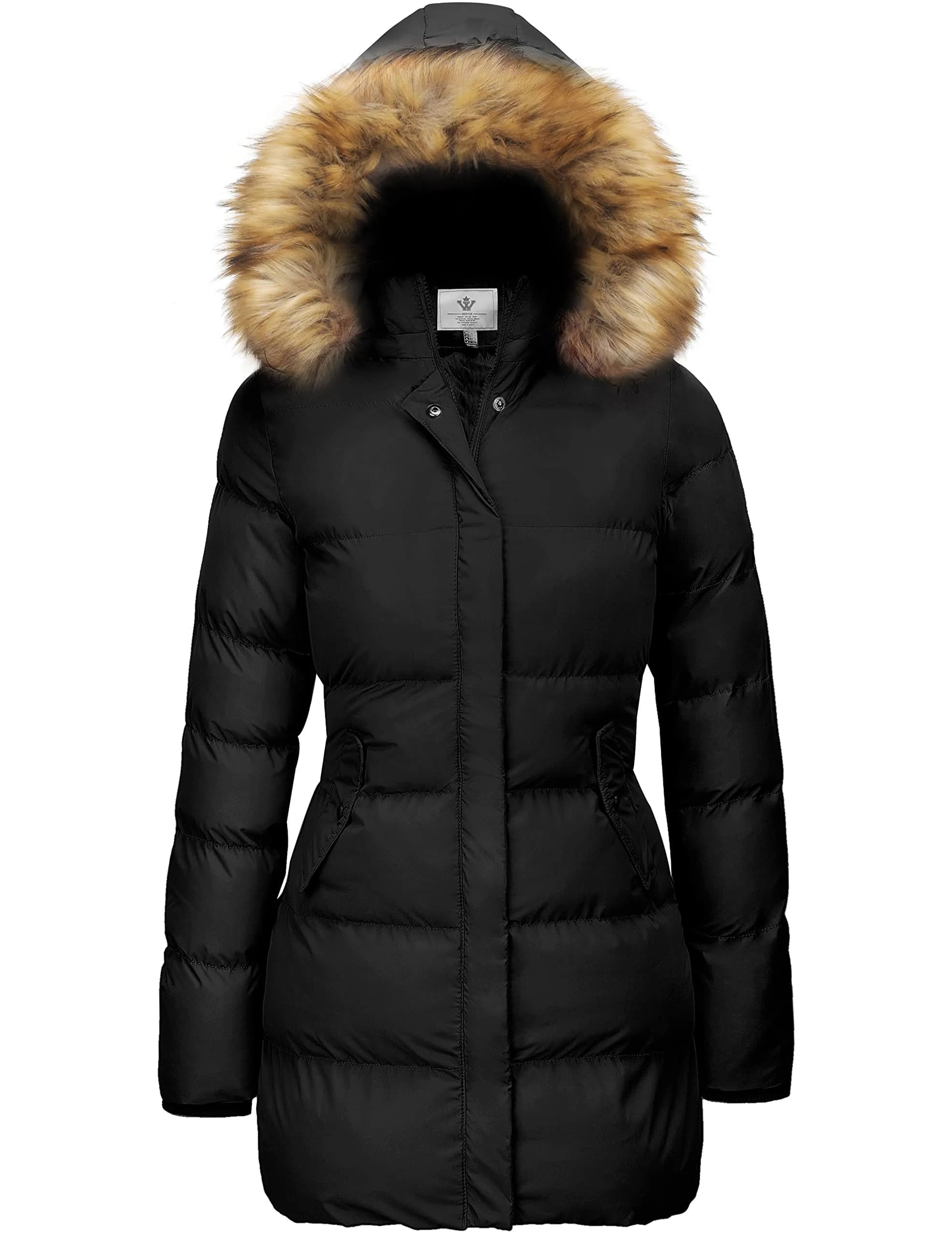 WenVen Women's Winter Coat Thicken Long Puffer Parka Jacket, Black, M | Waterproof & Windproof with Faux Fur Hood
