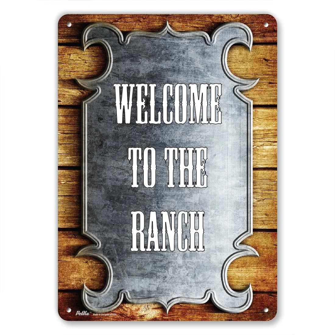 SmartSign Welcome to the Ranch Aluminum Sign 10x14 | Rustic Metal & Wood Decor - main product image