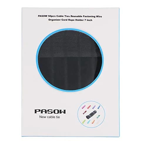 PASOW Reusable Cable Ties 50 Pack 7 Inch Black | Cord Management Solution for Electronics & Home thumbnail 5