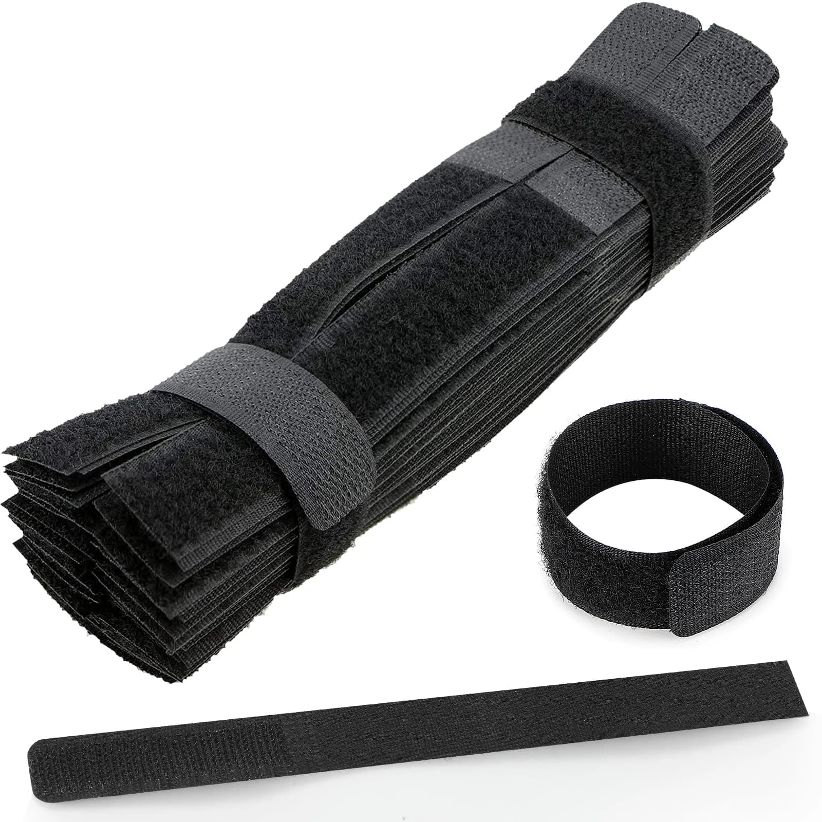 PASOW Reusable Cable Ties 50 Pack 7 Inch Black | Cord Management Solution for Electronics & Home