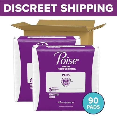 Poise Incontinence Pads for Women, 6 Drop Ultimate Absorbency, Long Length, 90 ct | Protection for Light Bladder Leaks thumbnail 2