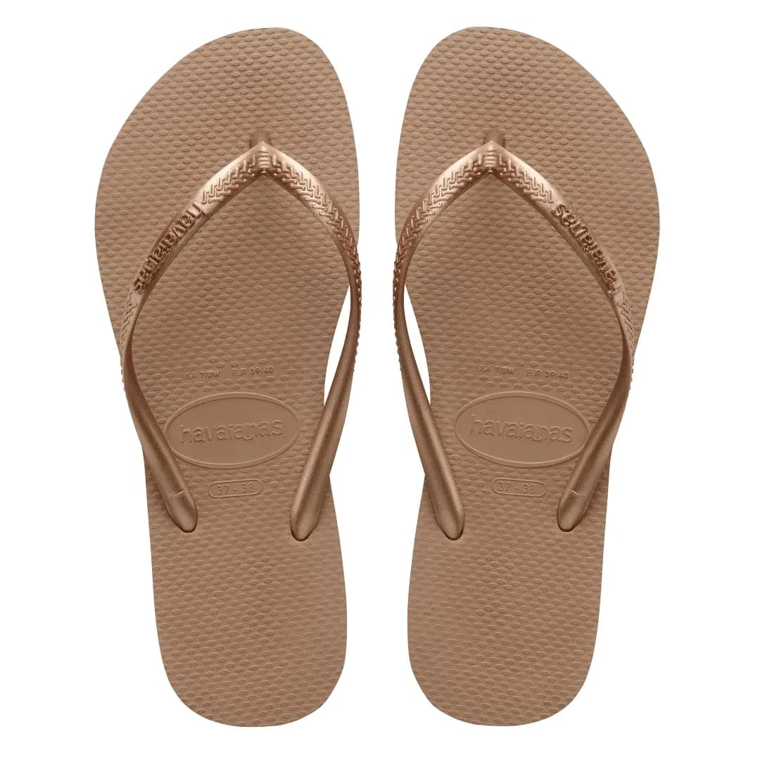 Havaianas Women's Slim Sandal, Rose Gold, 37/38 BR (7-8 M US) | Minimalist & Durable Rubber Flip Flop - main product image