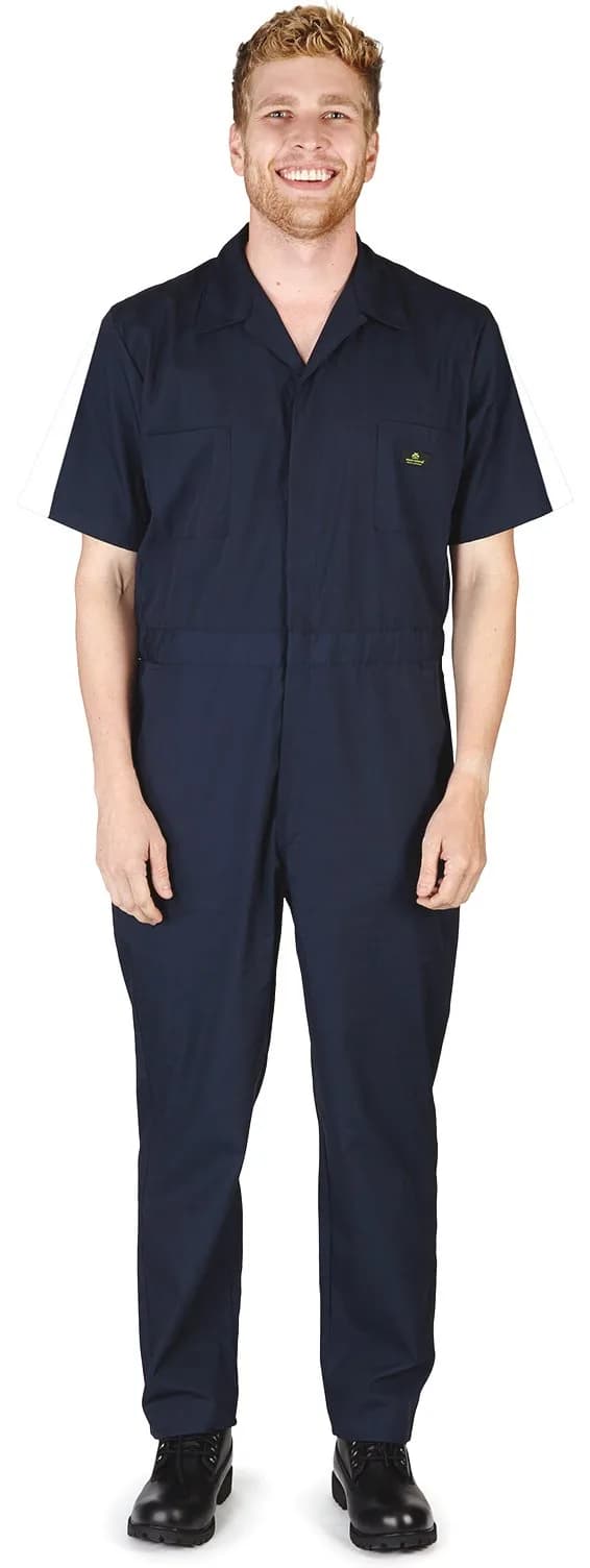 NATURAL WORKWEAR Mens Tall Short Sleeve Coverall Navy | Stain & Wrinkle Resistant Fit