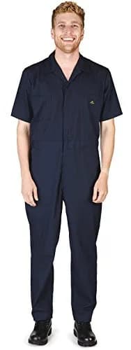 NATURAL WORKWEAR Mens Tall Short Sleeve Coverall Navy | Stain & Wrinkle Resistant Fit thumbnail 1