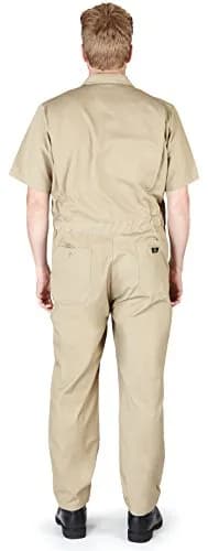 NATURAL WORKWEAR Mens Tall Short Sleeve Coverall Khaki | Wrinkle & Stain Resistant Fit thumbnail 2