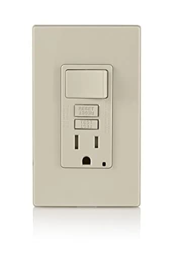 Leviton GFCI Combination Outlet with Switch, 15 Amp, Tamper-Resistant, Light Almond | UL Listed Safety Outlet thumbnail 1