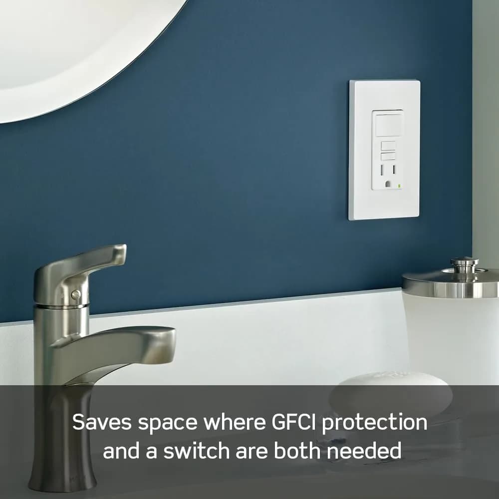 Leviton GFCI Combination Outlet with Switch, 15 Amp, Tamper-Resistant, Light Almond | UL Listed Safety Outlet - view 2